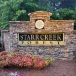 ABOUT Stone monument sign with dimensional lettering for Starr Creek subdivision