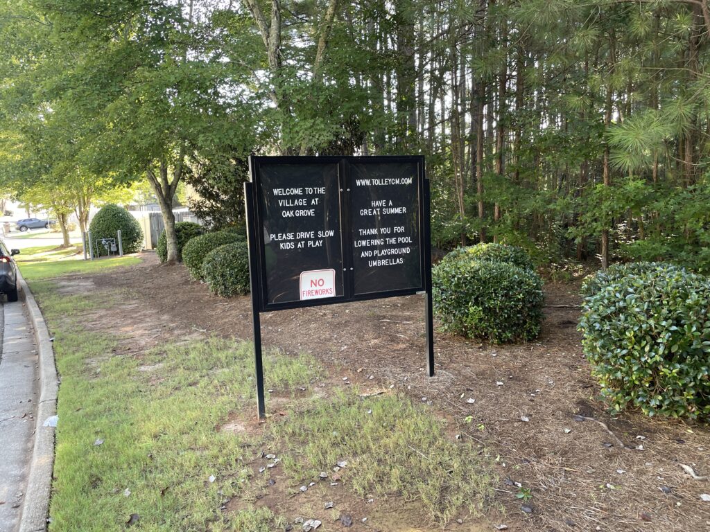 Community Reader Board — HOA announcement, Alpharetta, GA (Metro Atlanta)