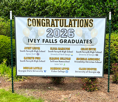 Subdivision graduation banner installed by Subdivision Signs in Metro Atlanta, Cumming, GA
