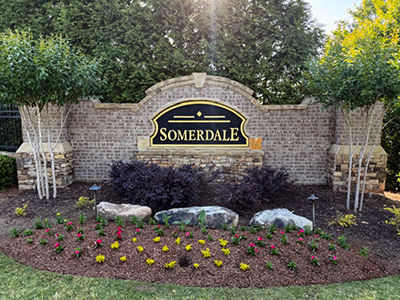 Neighborhood entry sign in Cumming, Georgia
