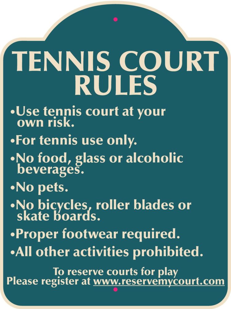Tennis Court Rules Sign Atlanta